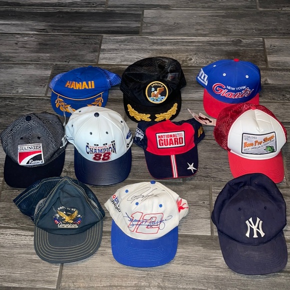 Nascar Other - 10 pc vintage hat lot nascar Apollo 11 nasa Yankees bass pro